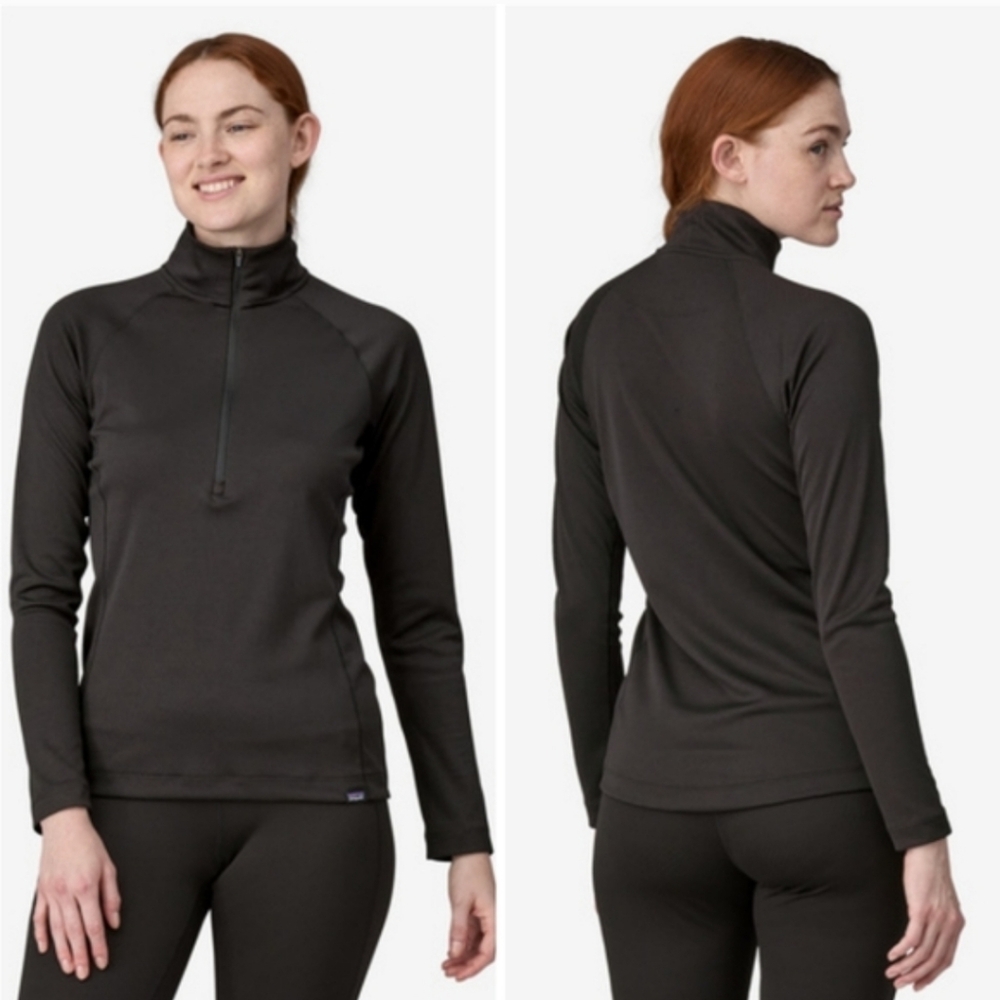 PATAGONIA "Capilene" Midweight Black Zip-Neck Pullover Sz XL